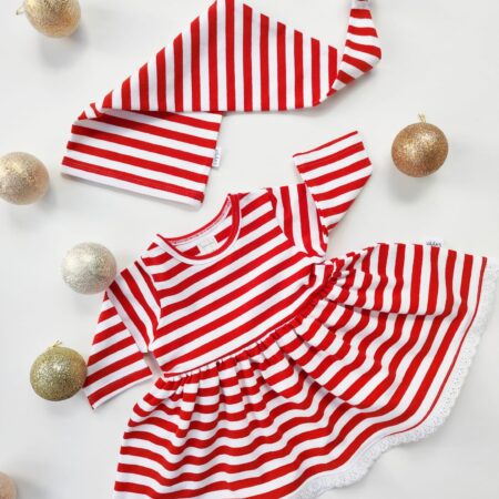 Beebi kleit broderii pitsiga+päkapikumüts